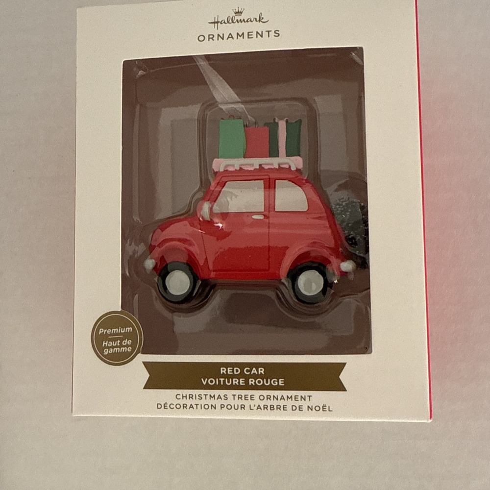 Hallmark Christmas Premium Ornament "Red Car w/ Presents"